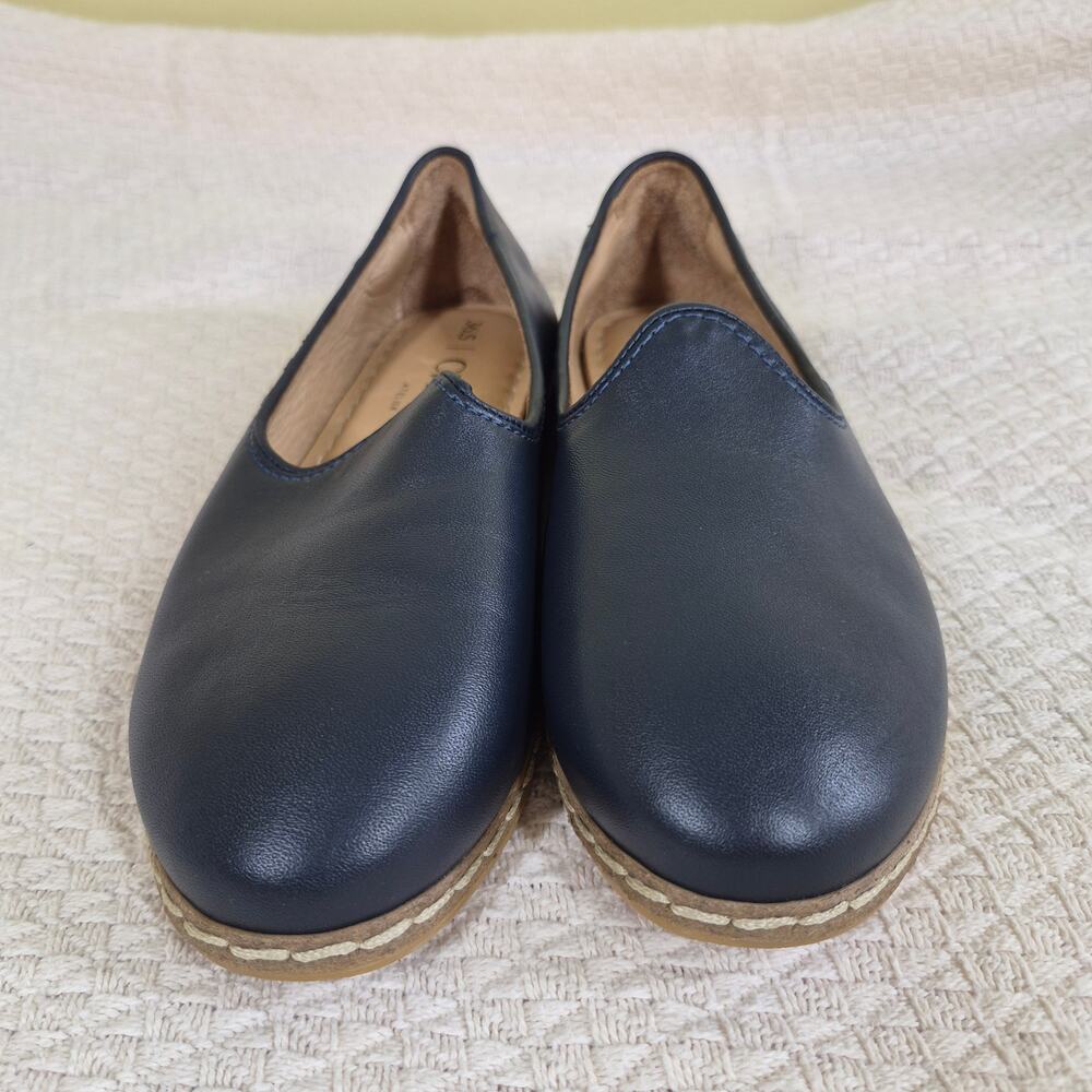 Charix Handmade Midnight Navy Blue Leather Slip-On Loafer Shoes 6.5 / EU 36.5 - Picture 2 of 6